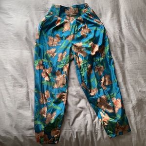 Silk Floral Print Pants/ Trousers